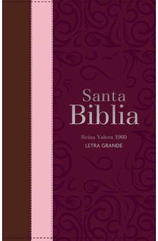 Image of Biblia RVR 1960 Letra Grande Tamaño Manual Tricolor Guinda Palo Rosa Marrón con Cierre e Índice