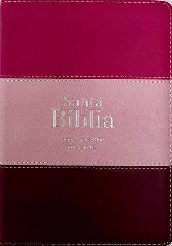 Image of Biblia RVR 1960 Compacta Letra Grande 11 puntos Símil Piel Fucsia Rosado Rojo Granate con Cierre y Índice