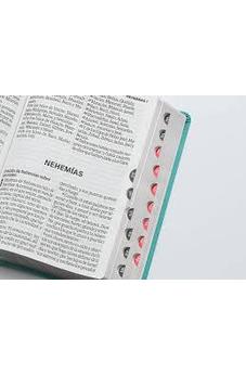 Image of Biblia RVR 1960 Letra Súper Gigante Turquesa Colección Éfeso con índice Floral Símil Piel