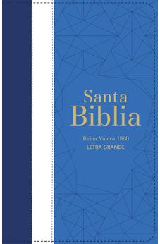 Image of Biblia RVR 1960 Letra Grande Tamaño Manual Tricolor Azul Crema Azul Marino con Cierre e Índice