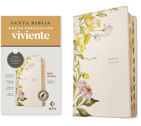 Image of Biblia NTV Ultrafina con Filament Símil Piel Jardín Floral Índice