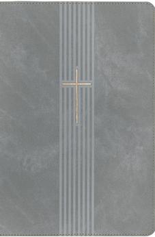 Image of Biblia NTV Referencia Central Letra Grande con Filament Símil Piel Cierre Gris Letra Roja