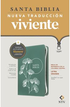 Image of Biblia NTV Referencia Central Letra Grande con Filament Símil Piel Cierre Verde Letra Roja