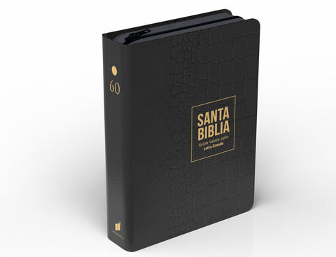Image of Biblia RVR 1960 Compacta Letra Grande 11 puntos Símil Piel Piel Negro con Cierre y Índice