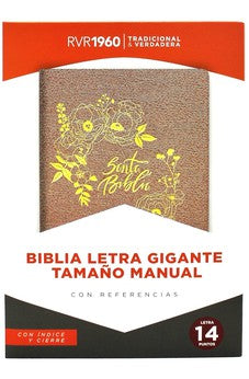 Image of Biblia RVR 1960 Letra Gigante Símil Piel Rosa Perla con Índice y Cierre