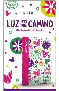 Image of Biblia NVI Luz en Mi Camino Corazones Multicolor Símil Piel