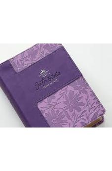 Image of Biblia RVR 1960 Letra Grande Tamaño Manual Bicolor Lila Lila Símil Piel