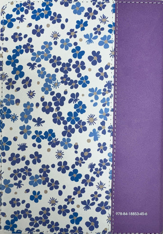 Image of Biblia RVR 1960 Compacta Símil Piel Flores Lila Claro