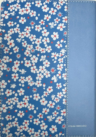 Image of Biblia RVR 1960 Compacta Símil Piel Flores Azul Grisáceo