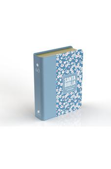 Image of Biblia RVR 1960 Compacta Símil Piel Flores Azul Grisáceo