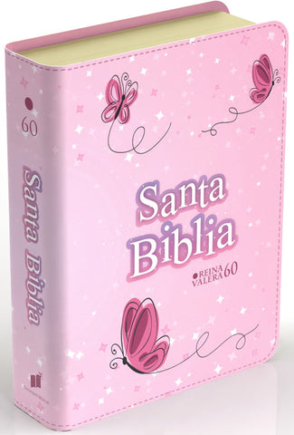Image of Biblia RVR 1960 Compacta Simil Piel Juvenil Mariposa Rosada
