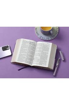 Image of Biblia RVR 1960 Letra Grande Tamaño Manual Bicolor Lila Lila Símil Piel