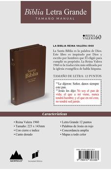 Image of Biblia RVR 1960 Letra Grande Tamaño Manual Marrón con Cierre e Índice