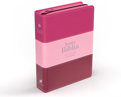 Image of Biblia RVR 1960 Compacta Letra Grande 11 puntos Símil Piel Fucsia Rosado Rojo Granate con Cierre y Índice