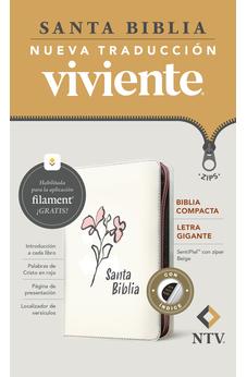 Image of Biblia NTV Compacta Letra Gigante con Filament Símil Piel Beige Índice Letra Roja Cierre