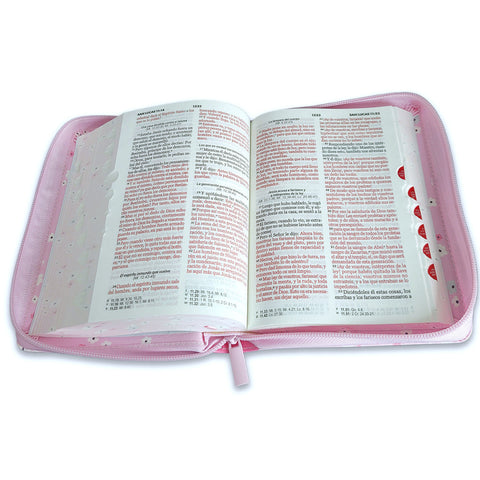 Image of Biblia RVR 1960 Compacta Mariposas y Flores Símil Piel con Índice y Cierre