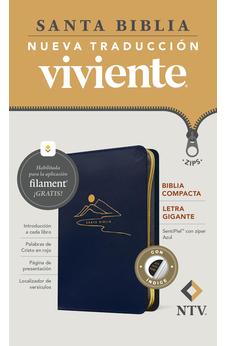 Image of Biblia NTV Compacta Letra Gigante con Filament Símil Piel Azul Índice Letra Roja Cierre