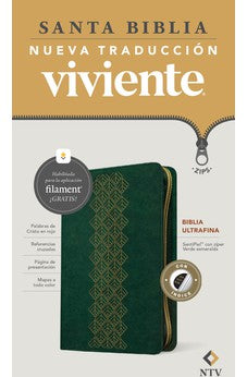 Image of Biblia NTV Ultrafina con Filament Verde Esmeralda Símil Piel con Índice y Cierre