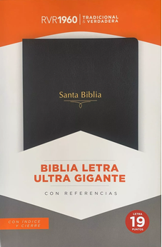 Image of Biblia RVR 1960 Letra Ultra Súper Gigante 19 Puntos Piel Negro con Cierre e Índice