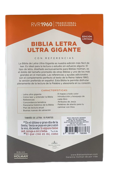Image of Biblia RVR 1960 Letra Ultra Súper Gigante 19 Puntos Piel Negro con Cierre e Índice