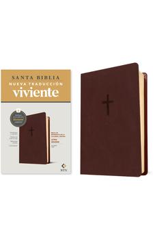 Biblia NTV Referencia Central Letra Grande con Filament Símil Piel Café Letra Roja