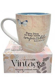 Taza 15 OZ Colección Vintage Para Dios no hay Nada Imposible