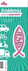 Emblema para Auto 8 cm Icthus con Jesús. Rosa