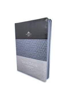 Biblia RVR 1960 Letra Gigante Tricolor Negro Gris Símil Piel con Índice y Cierre