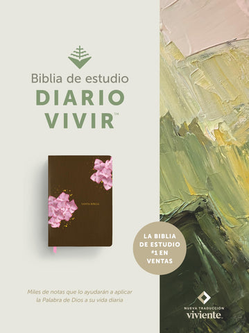 Image of Biblia NTV de Estudio del Diario Vivir  Símil Piel Café Rosa Letra Roja