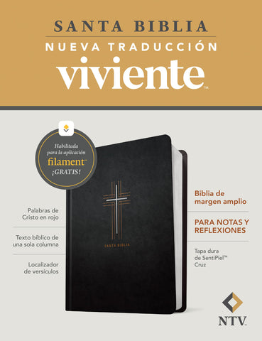 Image of Biblia NTV Margen Amplio con Filament Tapa Dura Símil Piel Cruz