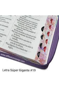 Image of Biblia RVR 1960 Súper Gigante Jardin Lila Canto Pintado Cierre Índice Símil Piel