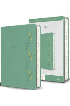 Image of Biblia RVR 1960 Letra Gigante Símil Piel Verde con Pájaros Cantos Pintados