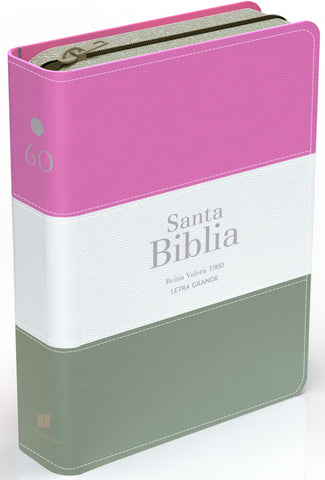 Image of Biblia RVR 1960 Compacta Letra Grande 11 puntos Símil Piel Magenta Verde Glacial Verde Grisaceo con Cierre y Índice