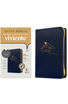 Biblia NTV Compacta Letra Gigante con Filament Símil Piel Azul Índice Letra Roja Cierre