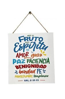 Cuadro Decorativo Mdf 30.5X27.5 Cm, con Cordel. Fruto del Espíritu