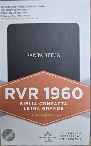 Biblia RVR 1960 Compacta Negro Símil Piel