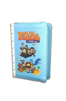Biblia RVR 1960 para Niños Mi Gran Viaje Azul Símil Piel con Índice con Cierre
