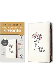 Biblia NTV Compacta Letra Gigante con Filament Símil Piel Beige Letra Roja Cierre
