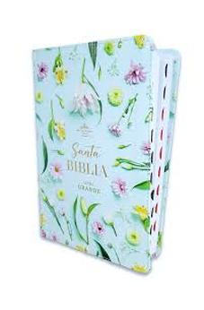 Biblia RVR 1960 Letra GrandeTamaño Manual Colección Supreme Turquesa con Flores Símil Piel