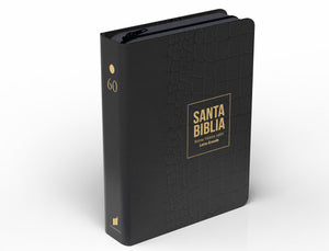 Biblia RVR 1960 Compacta Letra Grande 11 puntos Símil Piel Piel Negro con Cierre y Índice