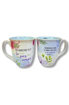 Taza Amada y Bendecida  "Que Nunca Falten: Fe, Paz y Amor"