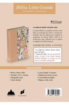 Biblia RVR 1960 Letra Grande Tamaño Manual Símil Piel Naranja Clara