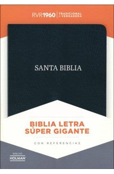 Biblia RVR 1960 Letra Súper Gigante Negro Piel Fabricada con Índice