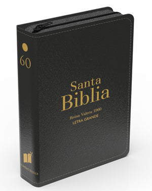 Biblia RVR 1960 Compacta Letra Grande 11 puntos Símil Piel Negro con Cierre y Índice
