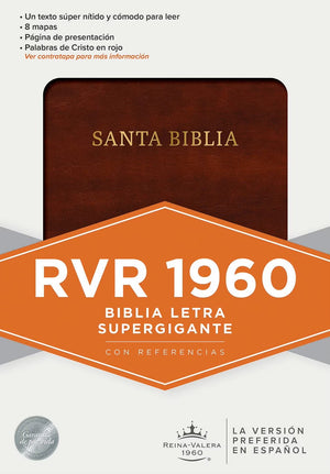 Biblia RVR 1960 Súper Gigante Marron Símil Piel