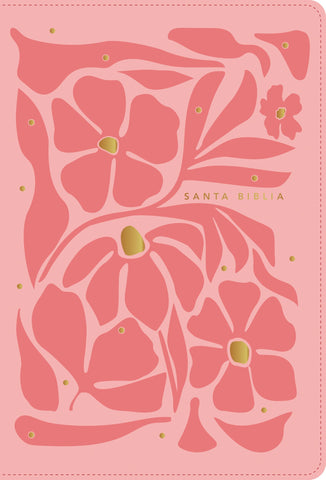 Image of Biblia NTV Ultrafina  Letra Grande con Filament Símil Piel Flores Rosa Letra Roja