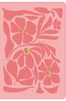 Biblia NTV Ultrafina  Letra Grande con Filament Símil Piel Flores Rosa Índice Letra Roja