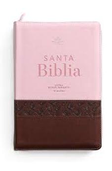 Biblia RVR 1960 Letra Super Gigante Simil Piel Rosa Con Cierre y Indice