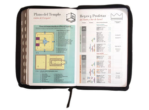 Biblia RVR 1960 Letra Grande Tamaño Manual Símil Piel Duotono Café con Índice y Cierre