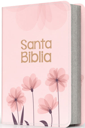 Biblia RVR 1960 Compacta Letra Grande 11 Puntos Símil Piel Floral Rosadas